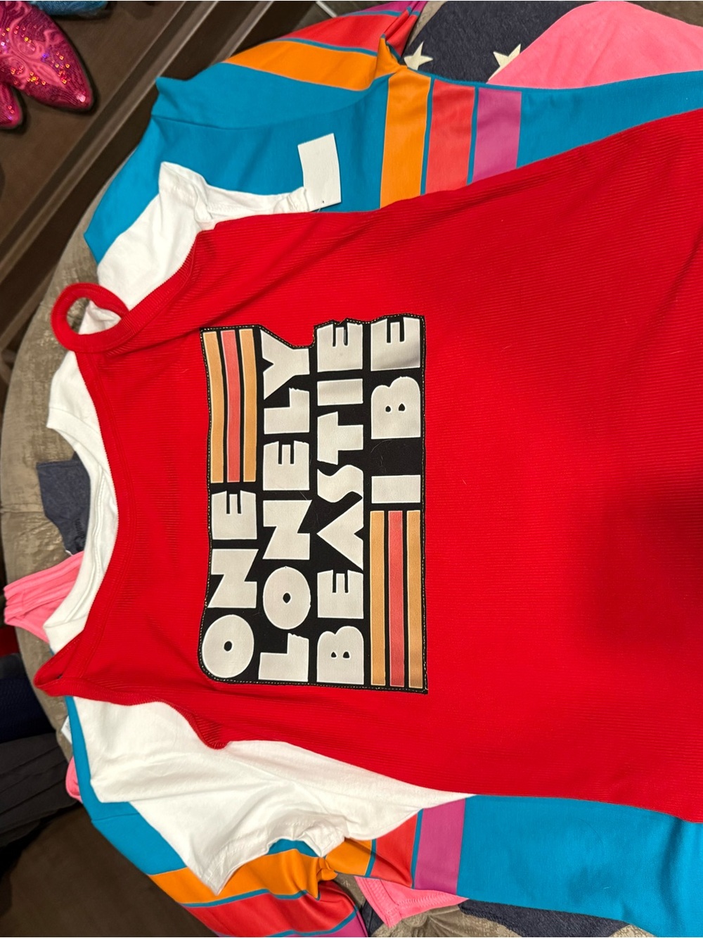 No Boundaries Red Graphic Tank - "One Lonely Beastie I Be"